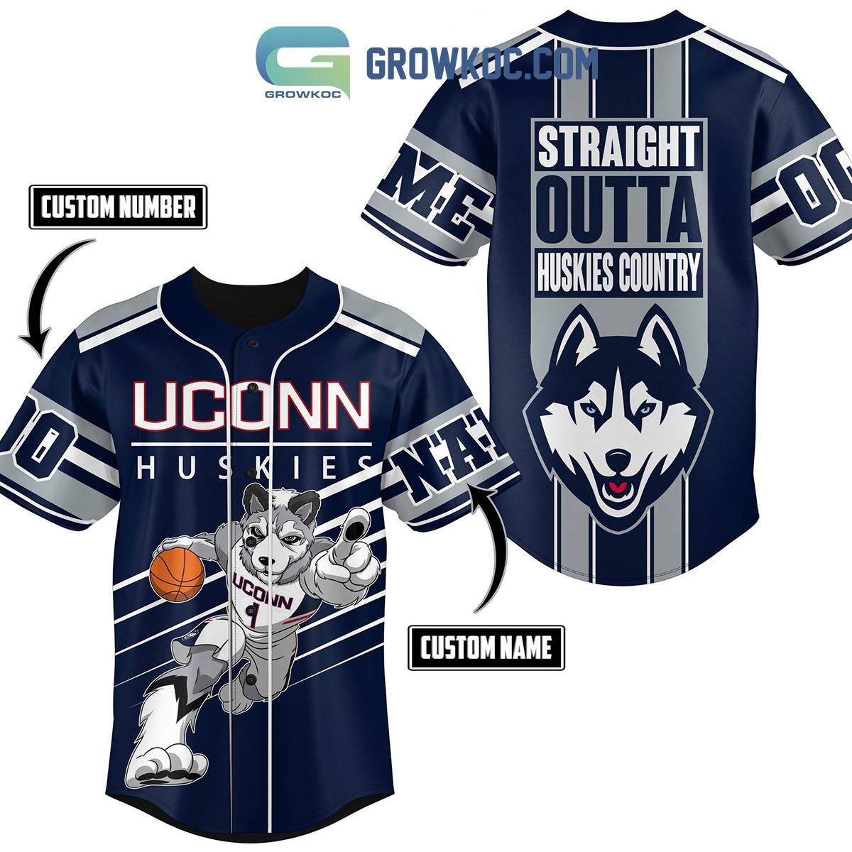 NCAA UConn Huskies Custom Name Number Straight Outta Country Baseball Jersey