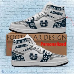 Alternative view of NCAA Utah State Aggies Custom Name Logo Air Jordan 1 High Sneakers