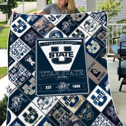Alternative view of NCAA Utah State Aggies EST 1888 Fleece Blanket