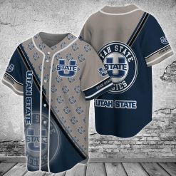 NCAA Utah State Aggies Logo Pattern Baseball Jersey