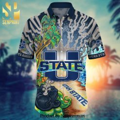 Alternative view of NCAA Utah State Aggies Tropical Beach Hawaiian Shirt