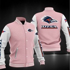 NCAA UTSA Roadrunners Pink White Baseball Jacket