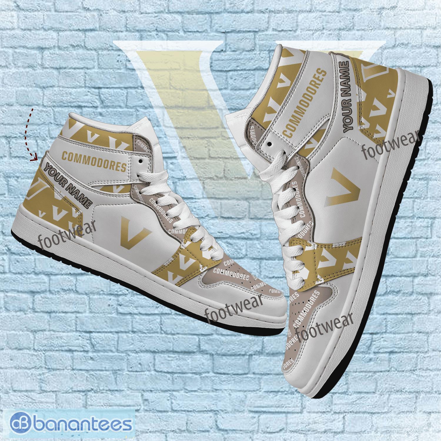 NCAA Vanderbilt Commodores Custom Name Logo Air Jordan 1 High Sneakers