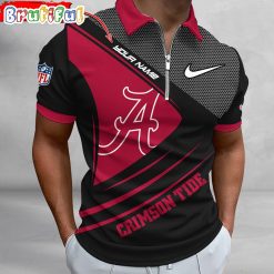 NCAA Alabama Crimson Custom Name Fan Edition Zipper Polo Shirt