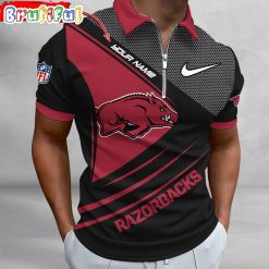 NCAA Arkansas Razorbacks Custom Name Fan Edition Zipper Polo Shirt