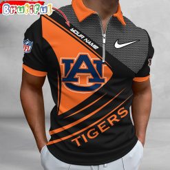 NCAA Auburn Tigers Custom Name Fan Edition Zipper Polo Shirt