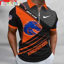 NCAA Boise State Broncos Custom Name Fan Edition Zipper Polo Shirt