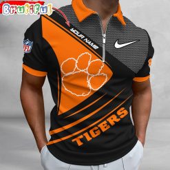 NCAA Clemson Tigers Custom Name Fan Edition Zipper Polo Shirt