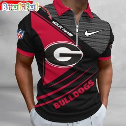 NCAA Georgia Bulldogs Custom Name Fan Edition Zipper Polo Shirt