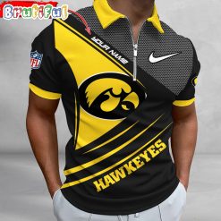 NCAA Iowa Hawkeyes Custom Name Fan Edition Zipper Polo Shirt