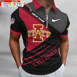 NCAA Iowa State Cyclones Custom Name Fan Edition Zipper Polo Shirt