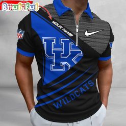 NCAA Kentucky Wildcats Custom Name Fan Edition Zipper Polo Shirt
