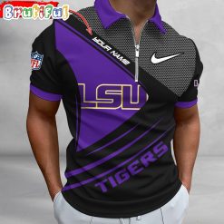 NCAA LSU Tigers Custom Name Fan Edition Zipper Polo Shirt