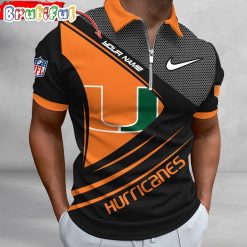 NCAA Miami Hurricanes Custom Name Fan Edition Zipper Polo Shirt