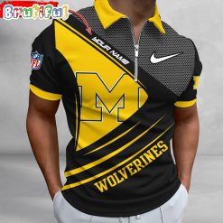 NCAA Michigan Wolverines Custom Name Fan Edition Zipper Polo Shirt