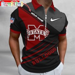 NCAA Mississippi State Bulldogs Custom Name Fan Edition Zipper Polo Shirt
