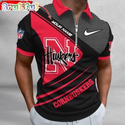 NCAA Nebraska Cornhuskers Custom Name Fan Edition Zipper Polo Shirt