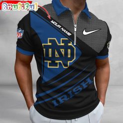 NCAA Notre Dame Fighting Irish Custom Name Fan Edition Zipper Polo Shirt