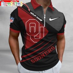 NCAA Oklahoma Sooners Custom Name Fan Edition Zipper Polo Shirt