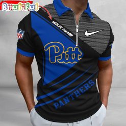 NCAA Pittsburgh Panthers Custom Name Fan Edition Zipper Polo Shirt