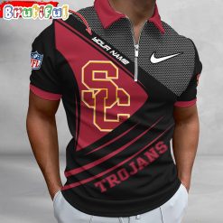 NCAA USC Trojans Custom Name Fan Edition Zipper Polo Shirt