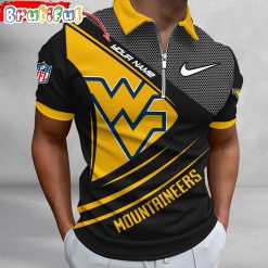 NCAA West Virginia Mountaineers Custom Name Fan Edition Zipper Polo Shirt