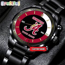 NCAA Alabama Crimson Tide Custom Name For Fans Steel Watch