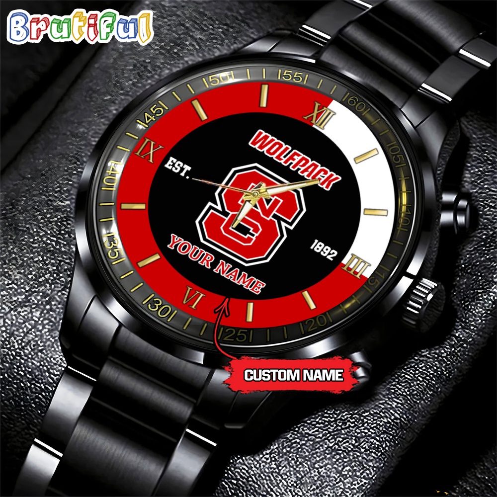 NCAA NC State Wolfpack Custom Name For Fans Steel Watch