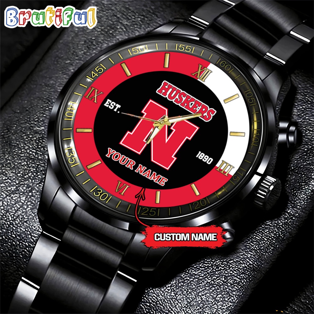 NCAA Nebraska Cornhuskers Custom Name For Fans Steel Watch
