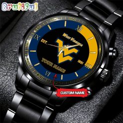 NCAA West Virginia Mountaineers Custom Name For Fans Steel Watch