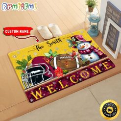 NCAA Arizona State Sun Devils Custom Name Christmas Snowman Edition Rubber Doormat