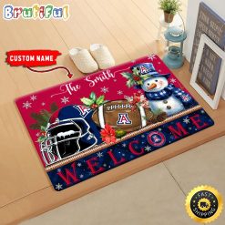 NCAA Arizona Wildcats Custom Name Christmas Snowman Edition Rubber Doormat