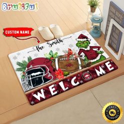 NCAA Arkansas Razorbacks Custom Name Grinch Christmas Edition Rubber Doormat