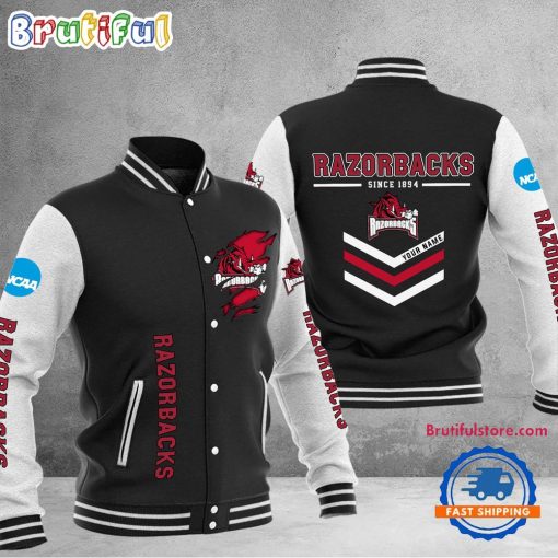 NCAA Arkansas Razorbacks Custom Name Sporty Varsity Baseball Jacket