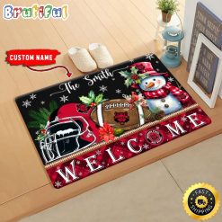 NCAA Arkansas State Red Wolves Custom Name Christmas Snowman Edition Rubber Doormat