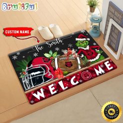 NCAA Arkansas State Red Wolves Custom Name Grinch Christmas Edition Rubber Doormat