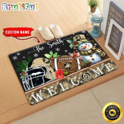 NCAA Army Black Knights Custom Name Christmas Snowman Edition Rubber Doormat