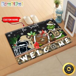 NCAA Army Black Knights Custom Name Grinch Christmas Edition Rubber Doormat