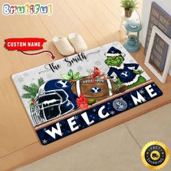 NCAA BYU Custom Name Grinch Christmas Edition Rubber Doormat
