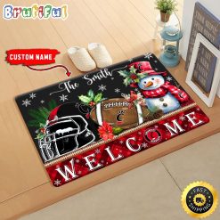 NCAA Cincinnati Bearcats Custom Name Christmas Snowman Edition Rubber Doormat