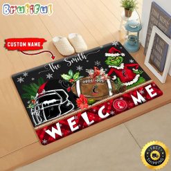 NCAA Cincinnati Bearcats Custom Name Grinch Christmas Edition Rubber Doormat