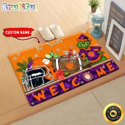 NCAA Clemson Tigers Custom Name Grinch Christmas Edition Rubber Doormat