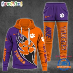 NCAA Clemson Tigers Custom Name Sporty Style Hoodie And Pants