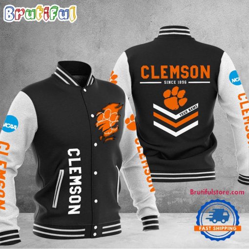 NCAA Clemson Tigers Custom Name Sporty Varsity Baseball Jacket