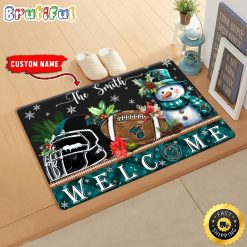 NCAA Coastal Carolina Chanticleers Custom Name Christmas Snowman Edition Rubber Doormat