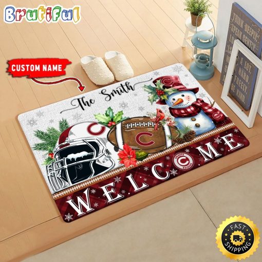 NCAA Colgate Raiders Custom Name Christmas Snowman Edition Rubber Doormat