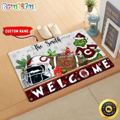 NCAA Colgate Raiders Custom Name Grinch Christmas Edition Rubber Doormat