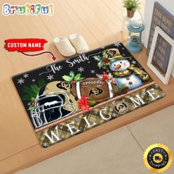NCAA Colorado Buffaloes Custom Name Christmas Snowman Edition Rubber Doormat