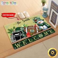 NCAA Colorado State Rams Custom Name Christmas Snowman Edition Rubber Doormat