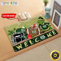 NCAA Colorado State Rams Custom Name Grinch Christmas Edition Rubber Doormat